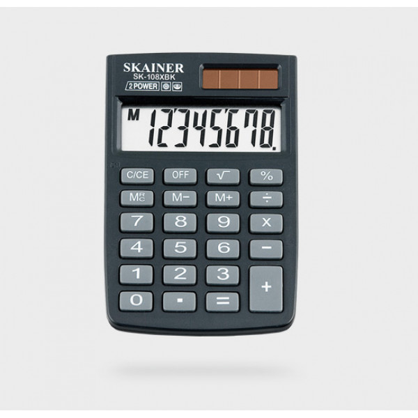 Калькулятор SKAINER SK-108XBK двойное питание (чёрный)