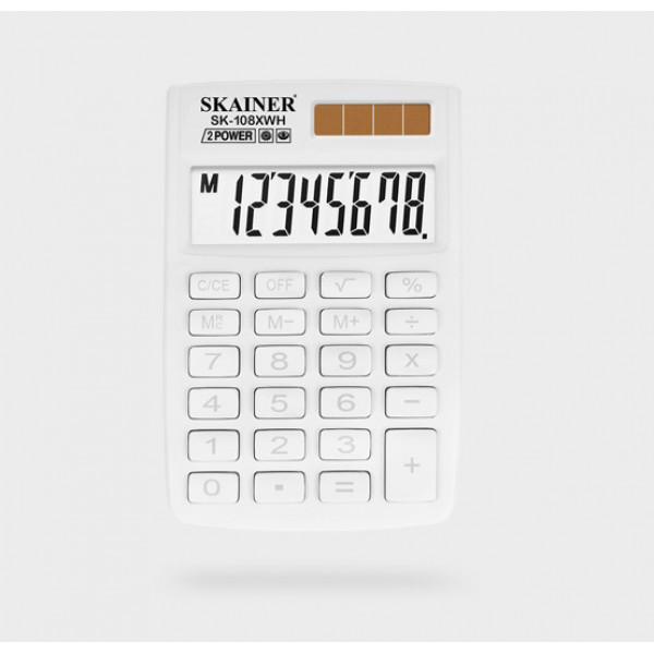 Калькулятор SKAINER SK-108XWH двойное питание (белый)