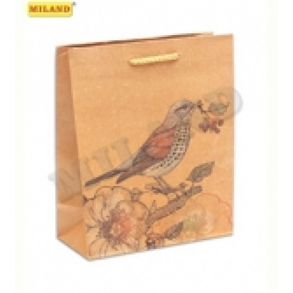 Пакет бумажный Миленд ПП-7439 Птица на ветке 18*23*10см