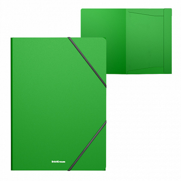 Папка на резинке пластиковая ERICH KRAUSE Matt Classic зеленый  53323  4шт/уп