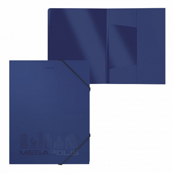 Папка на резинках ERICH KRAUSE "Megapolis" А4 синяя, 50393