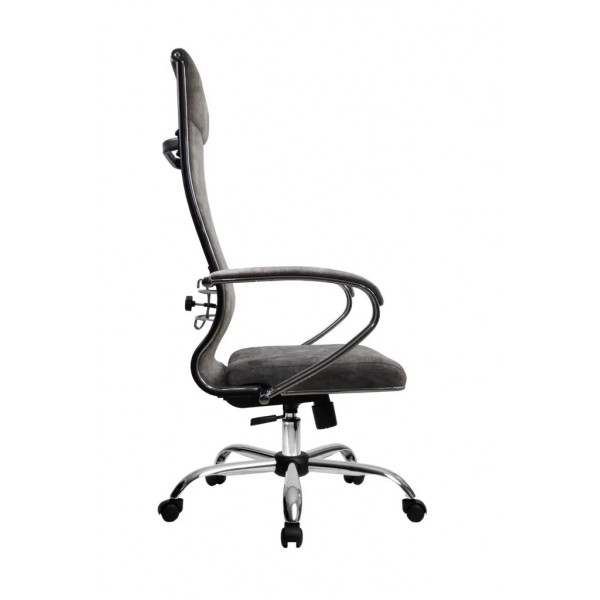 Кресло офисное МЕТТА "L 1m 42/K", велюр, хром, темно-серое