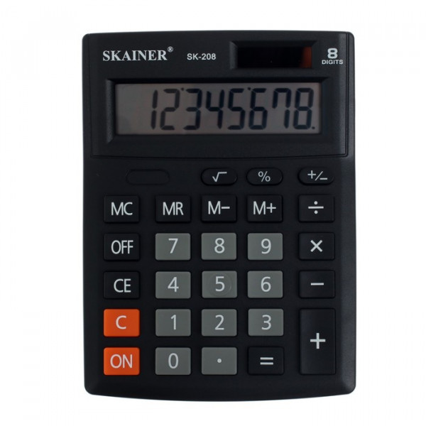 Калькулятор SKAINER SK-208 8 разряд 103*137*31мм (чёрный)
