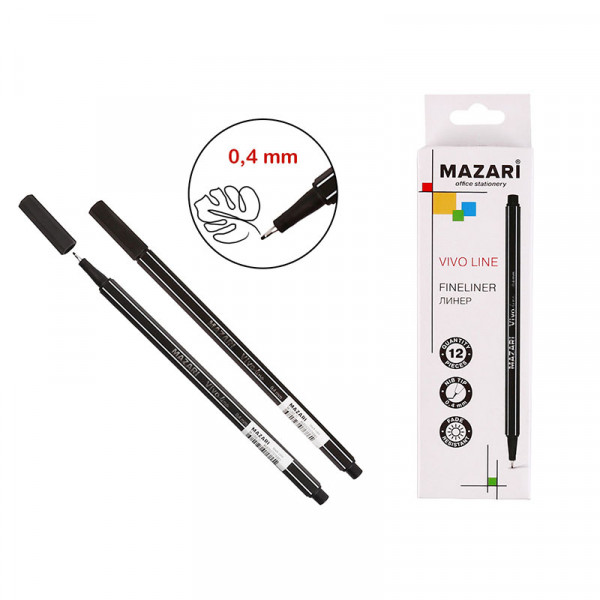 Ручка капиллярная (линер) MAZARI М-5368-71 LINE черная