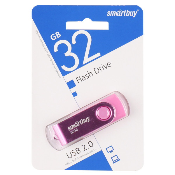 Флэш-диск 32Gb SmartBuy Twist Pink SB032GB2TWP розовый 094321