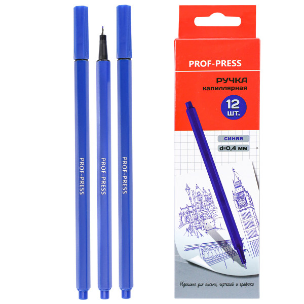 Ручка капиллярная 0.4мм Проф-Пресс РЧК-7810 синяя