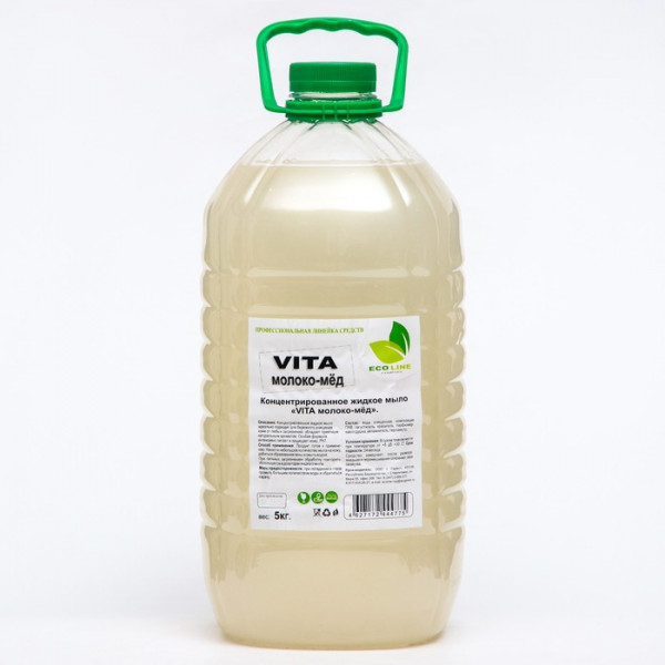 Жидкое мыло "VITA"жемчужное молоко-мед 5 кг
