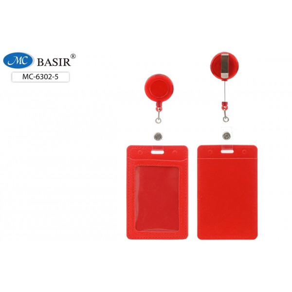 Бейдж для пропусков вертик BASIR МС-6302-5 красный