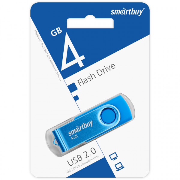 Флэш-диск 4Gb SmartBuy SB004GB2TWB Twist Blue