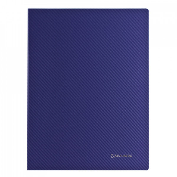 Папка с метал.пруж.скоросш.+карман BRAUBERG диагональ, темно-синяя, до 100 листов, 0,6 мм, 221352