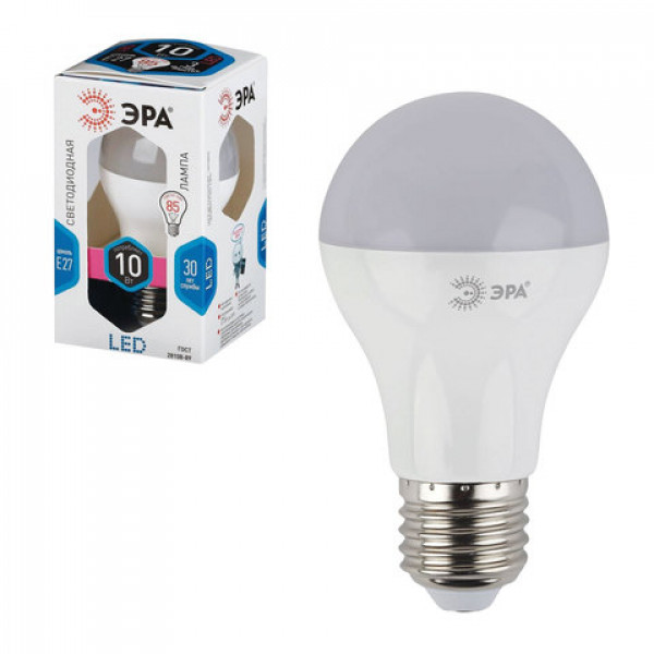 Лампа светодиодная ЭРА, 10 (85) Вт, цоколь E27, грушевидная, холодный белый свет, 30000 ч., LED smdA60-10w-840-E27, Б0020533