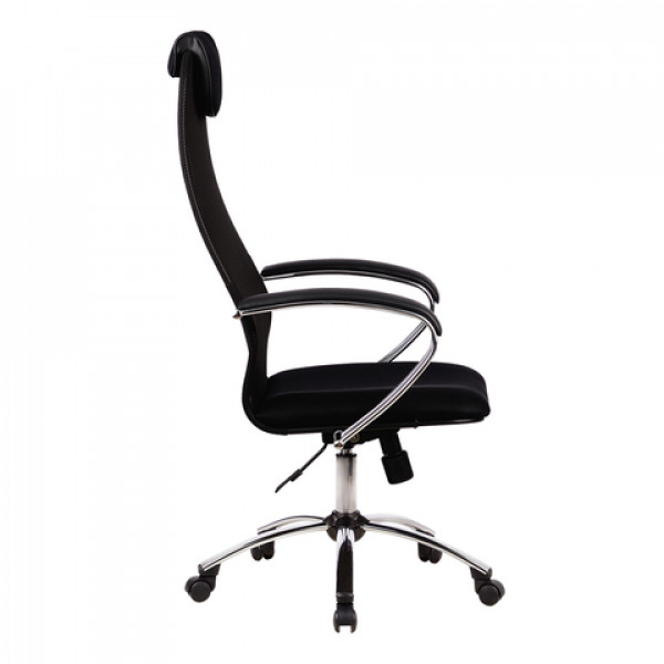Кресло офисное МЕТТА "BK-8CH" №20, ткань-сетка, хром, черное