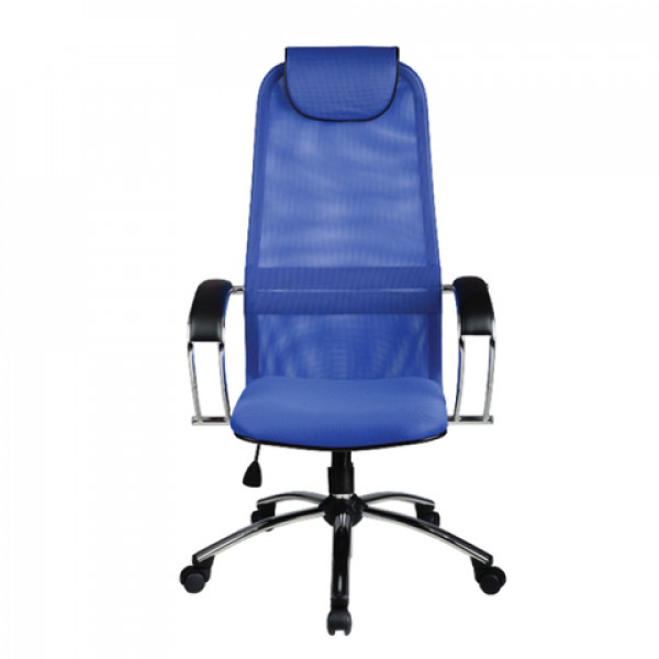 Кресло офисное МЕТТА "BK-8CH" №20, ткань-сетка, хром, синее