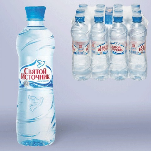 Вода негазированная питьевая "Святой источник", 0,5 л, пластиковая бутылка